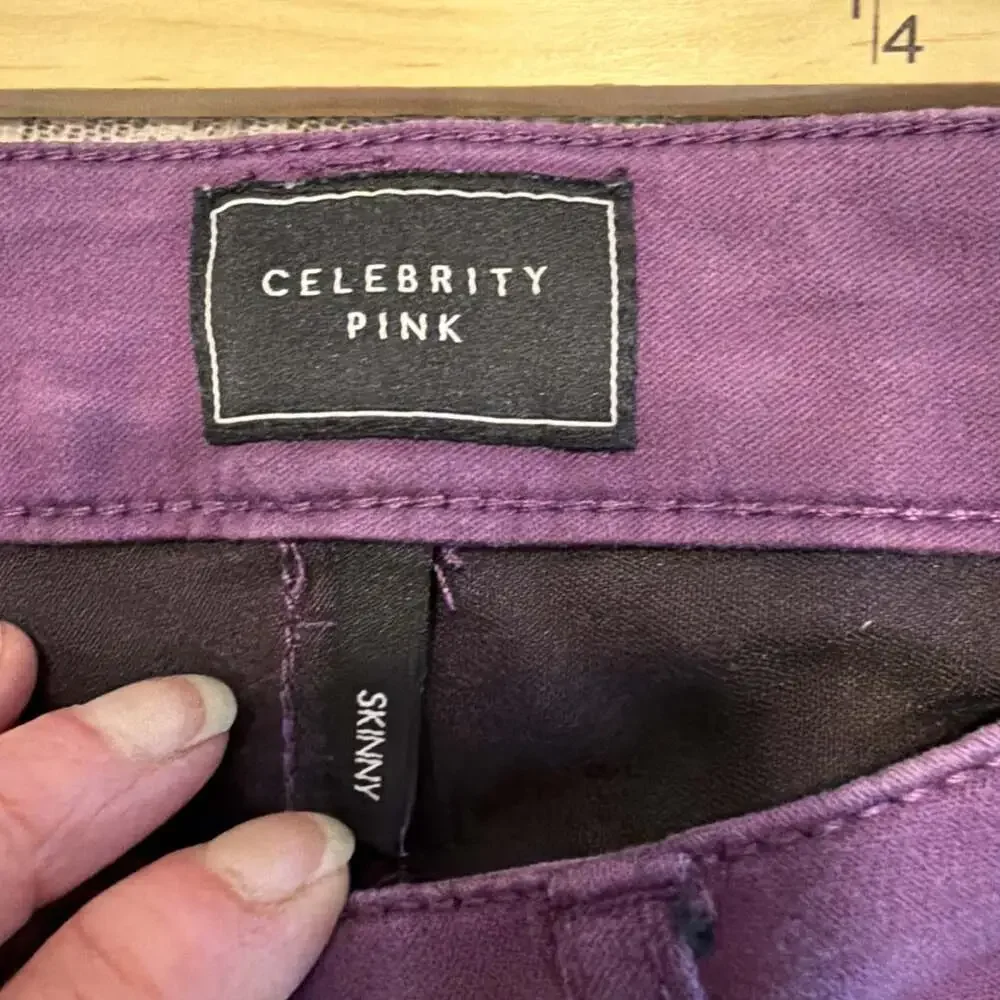 Celebrity Pink Women's Pants Purple Corduroy Skinny Leg 26/28